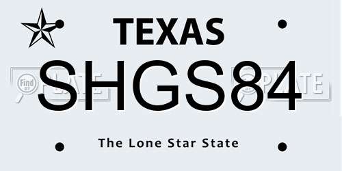 SHGS84 Texas License Plate