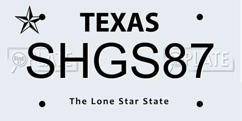 SHGS87 Texas License Plate