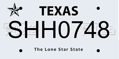 SHH0748 Texas License Plate