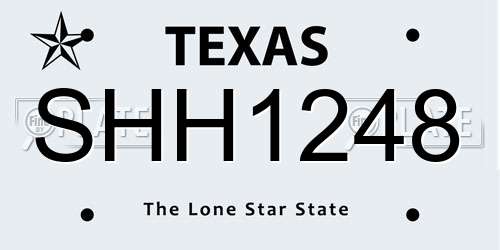 SHH1248 Texas License Plate