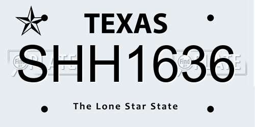 SHH1636 Texas License Plate