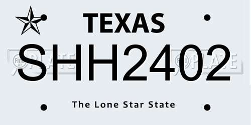 SHH2402 Texas License Plate