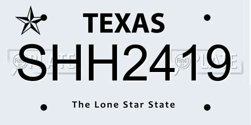 SHH2419 Texas License Plate