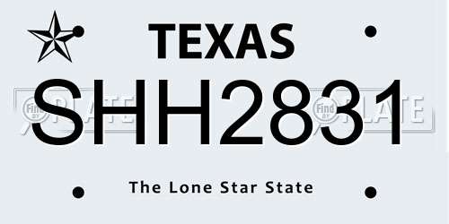 SHH2831 Texas License Plate