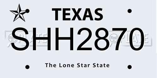 SHH2870 Texas License Plate
