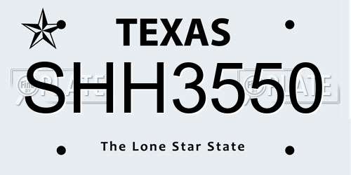 SHH3550 Texas License Plate