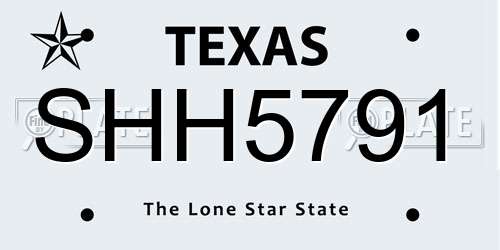 SHH5791 Texas License Plate