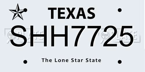 SHH7725 Texas License Plate