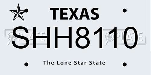 SHH8110 Texas License Plate