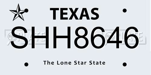 SHH8646 Texas License Plate