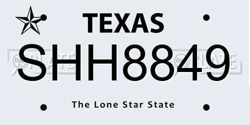 SHH8849 Texas License Plate