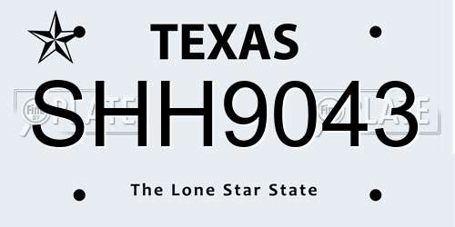 SHH9043 Texas License Plate