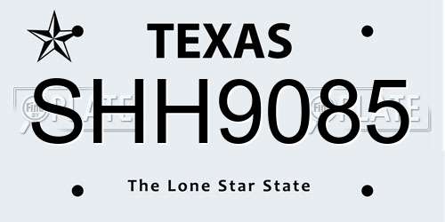 SHH9085 Texas License Plate