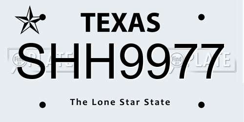 SHH9977 Texas License Plate