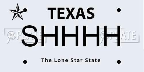 SHHHH Texas License Plate
