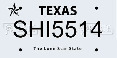 SHI5514 Texas License Plate