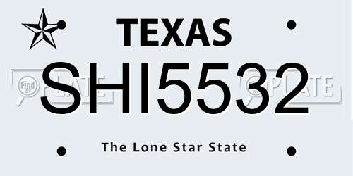 SHI5532 Texas License Plate