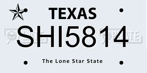 SHI5814 Texas License Plate