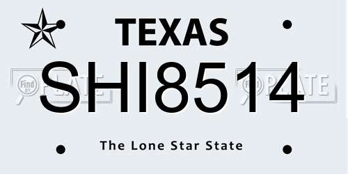 SHI8514 Texas License Plate