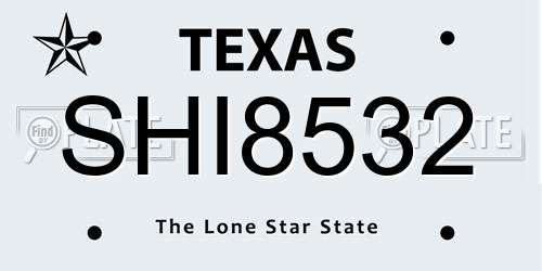 SHI8532 Texas License Plate