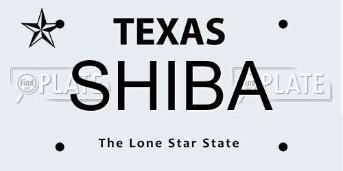 SHIBA Texas License Plate