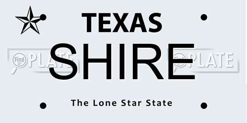 SHIRE Texas License Plate