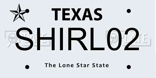 SHIRL02 Texas License Plate