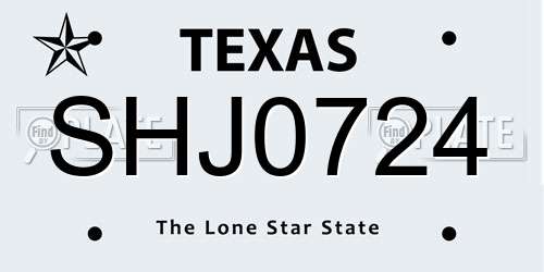 SHJ0724 Texas License Plate