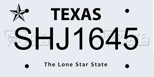 SHJ1645 Texas License Plate
