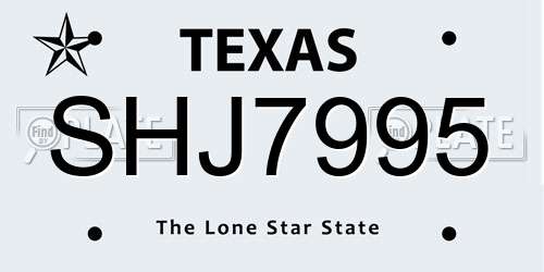 SHJ7995 Texas License Plate