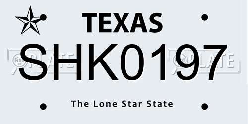 SHK0197 Texas License Plate