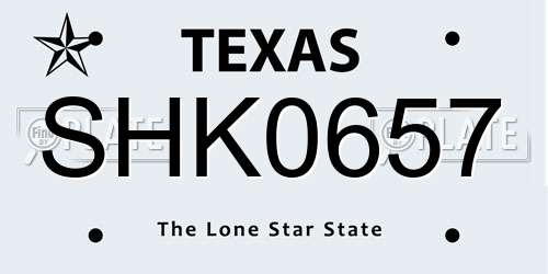 SHK0657 Texas License Plate