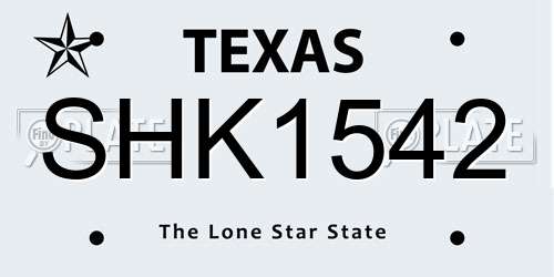 SHK1542 Texas License Plate