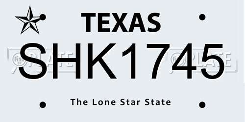 SHK1745 Texas License Plate