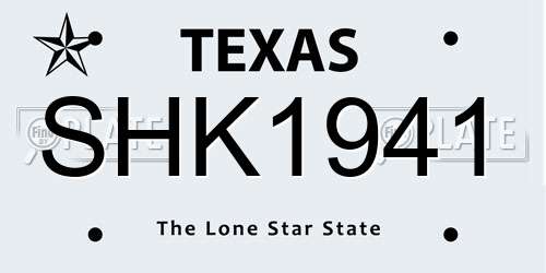 SHK1941 Texas License Plate