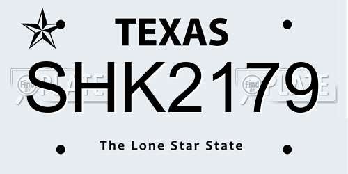 SHK2179 Texas License Plate