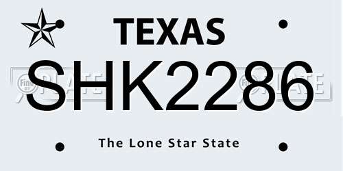 SHK2286 Texas License Plate