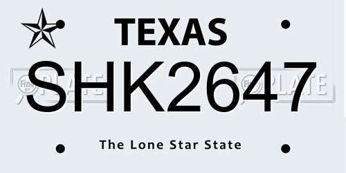 SHK2647 Texas License Plate