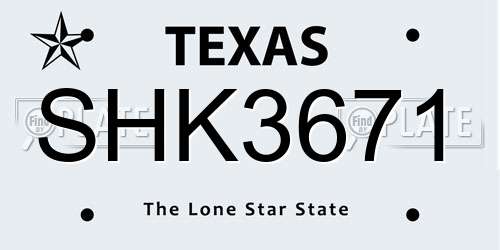 SHK3671 Texas License Plate