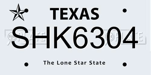 SHK6304 Texas License Plate