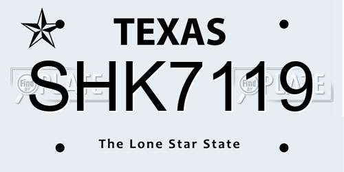 SHK7119 Texas License Plate