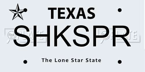 SHKSPR Texas License Plate