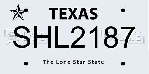 SHL2187 Texas License Plate