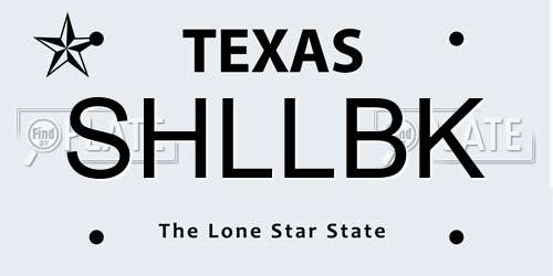 SHLLBK Texas License Plate