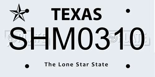 SHM0310 Texas License Plate