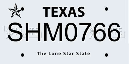 SHM0766 Texas License Plate