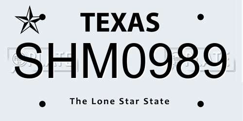 SHM0989 Texas License Plate