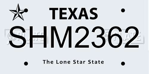 SHM2362 Texas License Plate