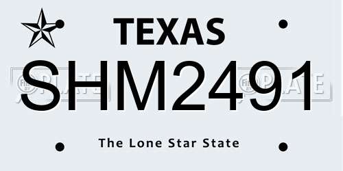 SHM2491 Texas License Plate