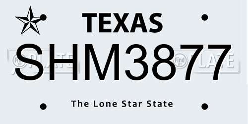 SHM3877 Texas License Plate